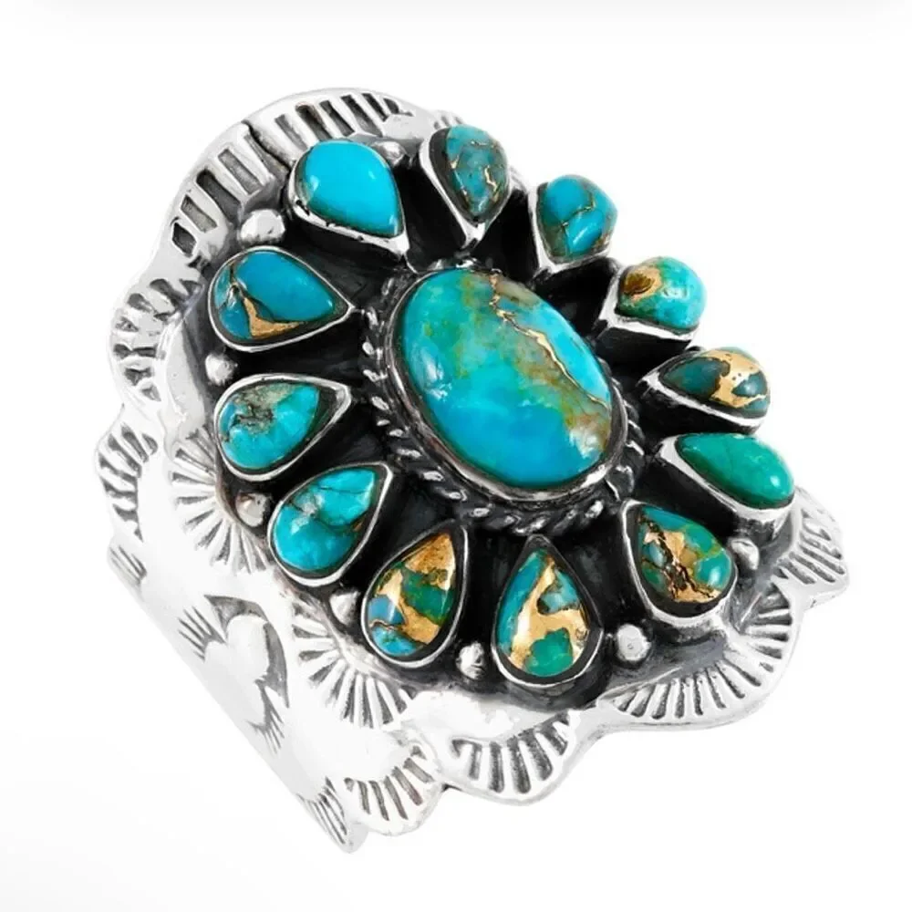 Matrix Turquoise Southwest Ring Sterling Silver New